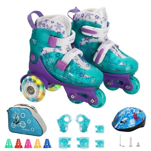 Größenverstellbare Rollschuhe für Kinder Mädchen mit beleuchteten Blitzrädern, 5-8 Alter - Bild 1 von 22