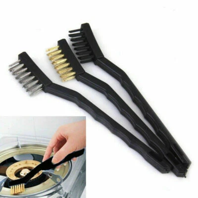 3pk Wire Brush Set Steel Brass Nylon Cleaning Polishing Metal Rust Paint Remover - Image 1 of 4
