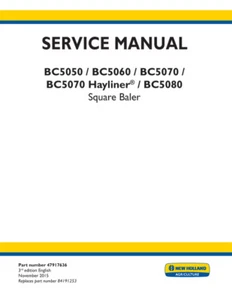 Manual de servicio de empacadora New Holland BC5050, BC5060, BC5070, BC5070 Hayliner, BC5080 - Imagen 1 de 1