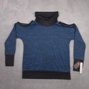 Reebok RBX Pullover Damen Large blau Wasserfallausschnitt offen Cold Shoulder aktiv Oberteil - Bild 1 von 12