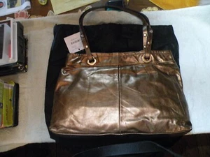 B. Makowsky Windham Tote Lites Bronze Leather Handbag New With Tags and dustbag - Picture 1 of 12
