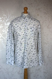 French Connection Mens Long Sleeved Shirt White Floral - Picture 1 of 6