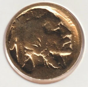1913-1938 24K Gold Plate Rare Old US No-Date Buffalo Nickel Collection Coin F77 - Picture 1 of 2