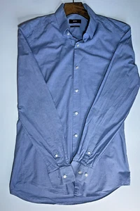 Hugo Boss Hemd Größe Small 15" Ausschnitt Herren Slim Fit Blau Baumwolle Langarm Isko - Bild 1 von 9