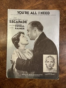 VINTAGE NOTEN 1935 You're All I Need Escapade William Powell Louise Rainer - Bild 1 von 5