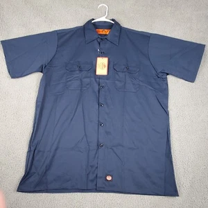 Red Kap Men's Work Shirt XL Navy Blue Short Sleeve Industrial Button Pockets - Picture 1 of 6
