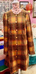 Vintage Betsey Johnson New York Plaid Wool Coat Dress 1990s Mod Size 6 - Bild 1 von 14