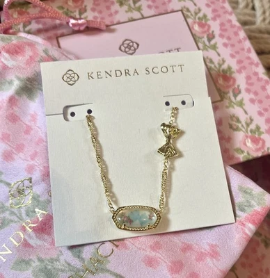 LoveShackFancy X Kendra Scott Elisa Pastel Blue Rosa Beaux Illusion Necklace NWT - Image 1 of 3