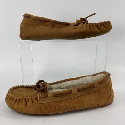 Zapatillas de cuero Minnetonka Trapper canela/bronceado para mujer talla 8 forradas con piel de oveja Foto 1 de 4