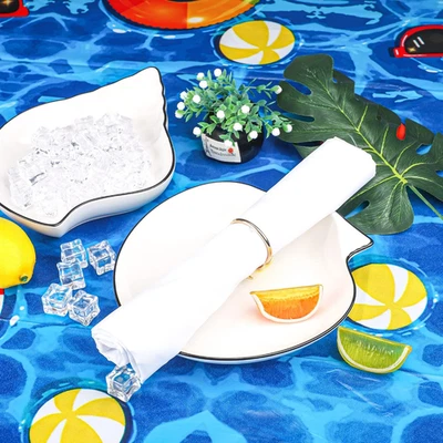 2 Pieces Tablecloth Disposable Plastic Cover Pool Party Summer Hawaiian Beach - Image 1 of 4