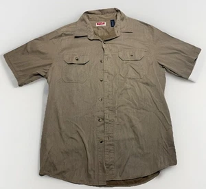 Camisa para hombre Wrangler cómoda ajuste flexible manga corta abotonada marrón tostado medio - Imagen 1 de 6