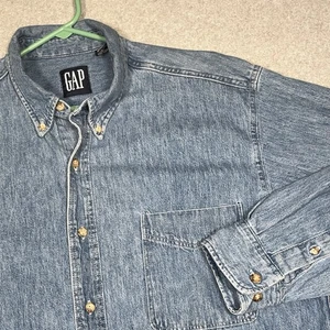 Vintage GAP Jeanshemd Herren Large Blau Button Down Made USA Tasche 90s Workwear - Bild 1 von 15