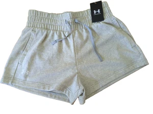 Under Armour Loose Fit Rival Terry Shorts Side Pockets Light Grey Size Med NWT - Picture 1 of 8