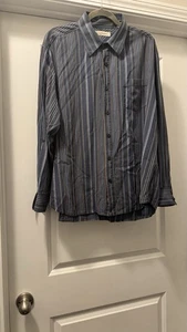 Tommy Bahama Shirt Men's Medium 100% Silk Shirt Classic Button Up Striped XL - Picture 1 of 6