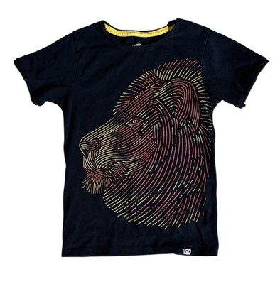 Camiseta negra 100 % algodón con gráfico de león talla 6 Appaman para niños Foto 1 de 4