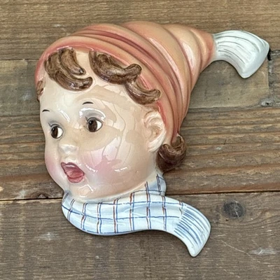 Pottery wall boy face mask Wilhelm Thomas Austria A10 - Image 1 of 4