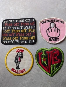 Vintage 80's Patches Humour Rude Funny Purchased Around 1986 X4 Jacket Patch - Picture 1 of 6