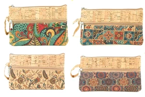 Kork kleine Handtasche Öko 22cmx13cm Handytasche Öko Holz Geldbörse Reißverschluss Clutch - Bild 1 von 12