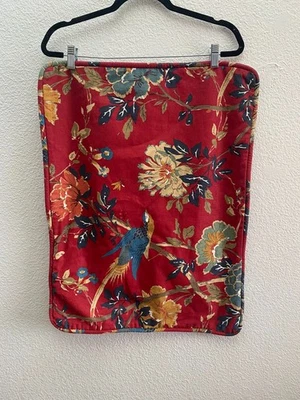 Pottery Barn Brighton Chinoiseries Red 26" Linen Blend Bird Floral Pillow Sham - Image 1 of 4