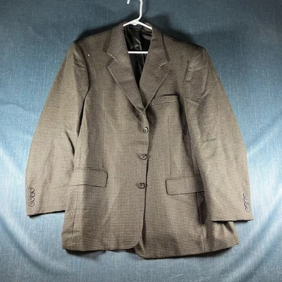 Chaqueta Blazer Gianfranco Ruffini Para Hombre Talla 42 Marrón Micro Cuadros Ajuste Clásico MB Foto 1 de 4