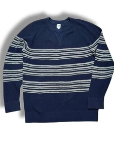 GAP Men’s Navy Blue Striped Knit Jumper Sweater Size XL Cotton Crew Neck - Picture 1 of 11