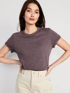 OLD NAVY EveryWear TALL Crew Neck Cotton T-Shirt-Wild Currant-Size M Tall - Picture 1 of 6