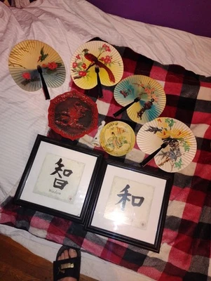 Lote de 9 piezas Variedad China Todos Vintage Sauce Sal Sh Ventiladores de Papel Plato de Bambú Foto 1 de 4