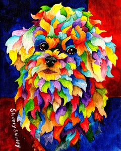 PARTY POODLE 8X10 DOG print by Artist Sherry Shipley - Picture 1 of 1