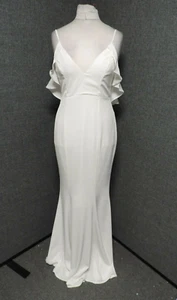 Missguiuded Bridal Frill Detail Maxi Dress White UK 12 LN024 HH 27 - Picture 1 of 5