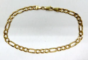 L@@K Beautiful Solid 14K Yellow Gold Figaro BRACELET 8-3/8" for MEN - Picture 1 of 10