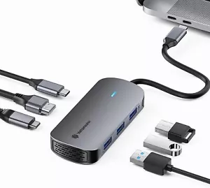 6 in 1 Hub Laptop Dock Station Type C HDMI 4K 30HZ PD 60W Multi USB 3.0 Adapter - Picture 1 of 9