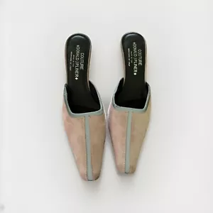 Zapato Mula Donald Pliner Couture Cuero Gamuza Malva Usado Defectos - Imagen 1 de 10