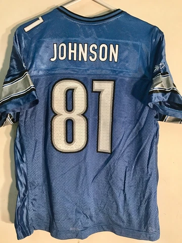 Reebok Women's NFL Jersey Detroit Lions Calvin Johnson Blue sz XL Cover