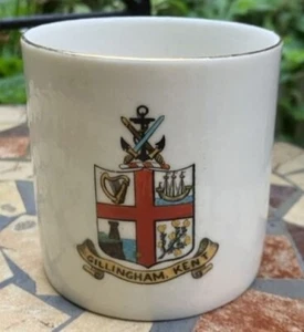 W H Goss Crested Ware Beaker Gillingham Kent c1925 - Picture 1 of 8