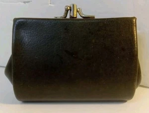Vintage Leder Doppel Kiss Lock Doppel Münzfach Kleingeld Geldbörse Grün - Bild 1 von 10