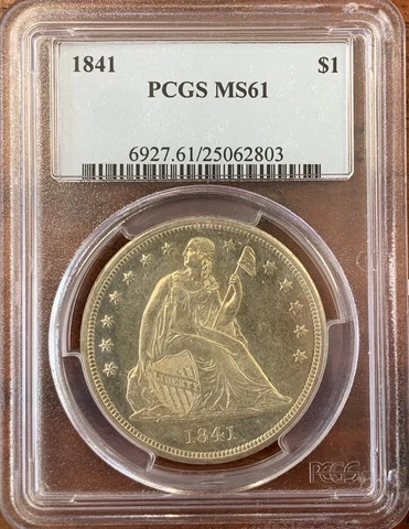 1841 Seated Liberty Dollar PCGS MS61 Cover
