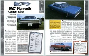 1967 Plymouth - 1960/1970 A Century Of Cars - Hachette Page - Picture 1 of 1
