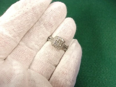 GORGEOUS FLASHY LADY'S 10K WHITE GOLD & (FLUSH) DIAMOND ENGAGEMENT/WEDDING RING - Image 1 of 4