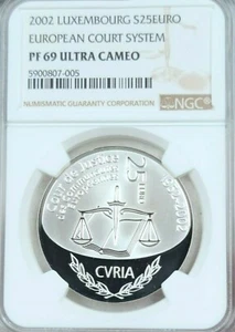 2002 LUXEMBOURG SILVER 25 EURO COURT SYSTEM NGC PF 69 ULTRA CAMEO TOP POP - Picture 1 of 4