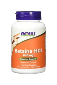 Betaine HCl 648 mg 120 Capsules - NOW Foods - Picture 1 of 4