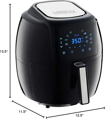 Freidora de aire digital GoWISE EE. UU. 1700 vatios 5,8 cuartos de galón 8 en 1 negra con receta delgada Foto 1 de 4