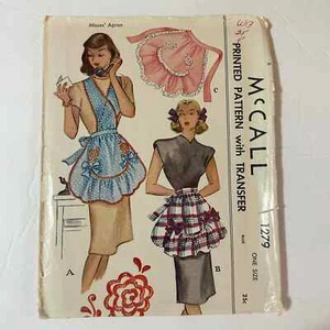 McCalls Vintage 1940's Pattern #1279 Women's Aprons One Size - Picture 1 of 7