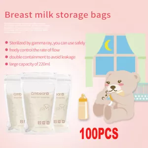 220ML 100pcs Pre-Sterilised Breastmilk Baby Breast Milk Storage Bags Pouches - Picture 1 of 12