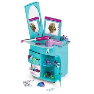 NIB AMERICAN GIRL TRULY ME BLUE HAIRSTYLING CADDY *HAIR DRYER*CLIPS*CURLING IRON - Imagen 1 de 6