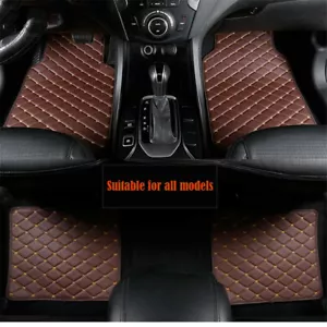 4Pcs Car Red PU Leather Floor Mats 5-seat Auto Liner Front Rear Carpet Mat Set - Picture 1 of 11