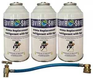 R 134a Refrigerant Replacement w/ UV Dye + Simple R134a Charging Hose (3 Pack) - Picture 1 of 5