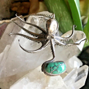 NEW Octopus w/ Turquoise 925 Pendant lost wax casting of the real thing by JKL