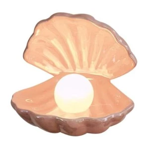 Shell Pearl Light LED Ceramic Night Light Portable Desktop Lamp Bedside Pink - Picture 1 of 8