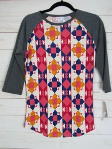 Lularoe Damen Randy Mehrfarbig mit Dunkelgrauen Ärmeln Top Größe XS Neu mit Etikett - Bild 1 von 3