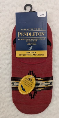 Pendleton Moc Socks Hidden No Show Merino Wool Medium Red Southwest Pattern - Image 1 of 3